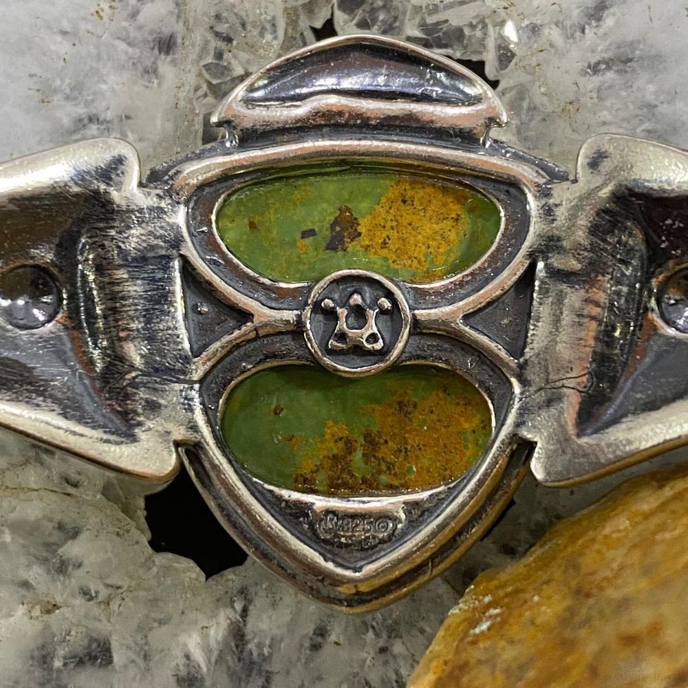 Carolyn Pollack Sterling Shield Green Turquoise Decorated Bracelet For Women - Picture 7 of 10
